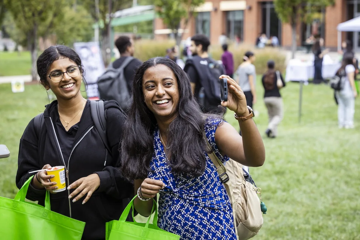 Students video chatted with their friends at the Amplify event.