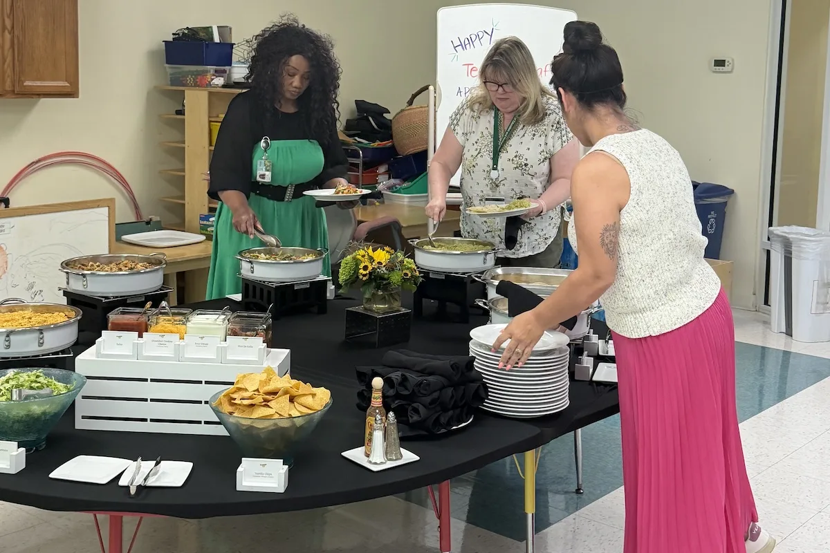 CDC teachers enjoyed the lunch spread provided by the Mason Dining.