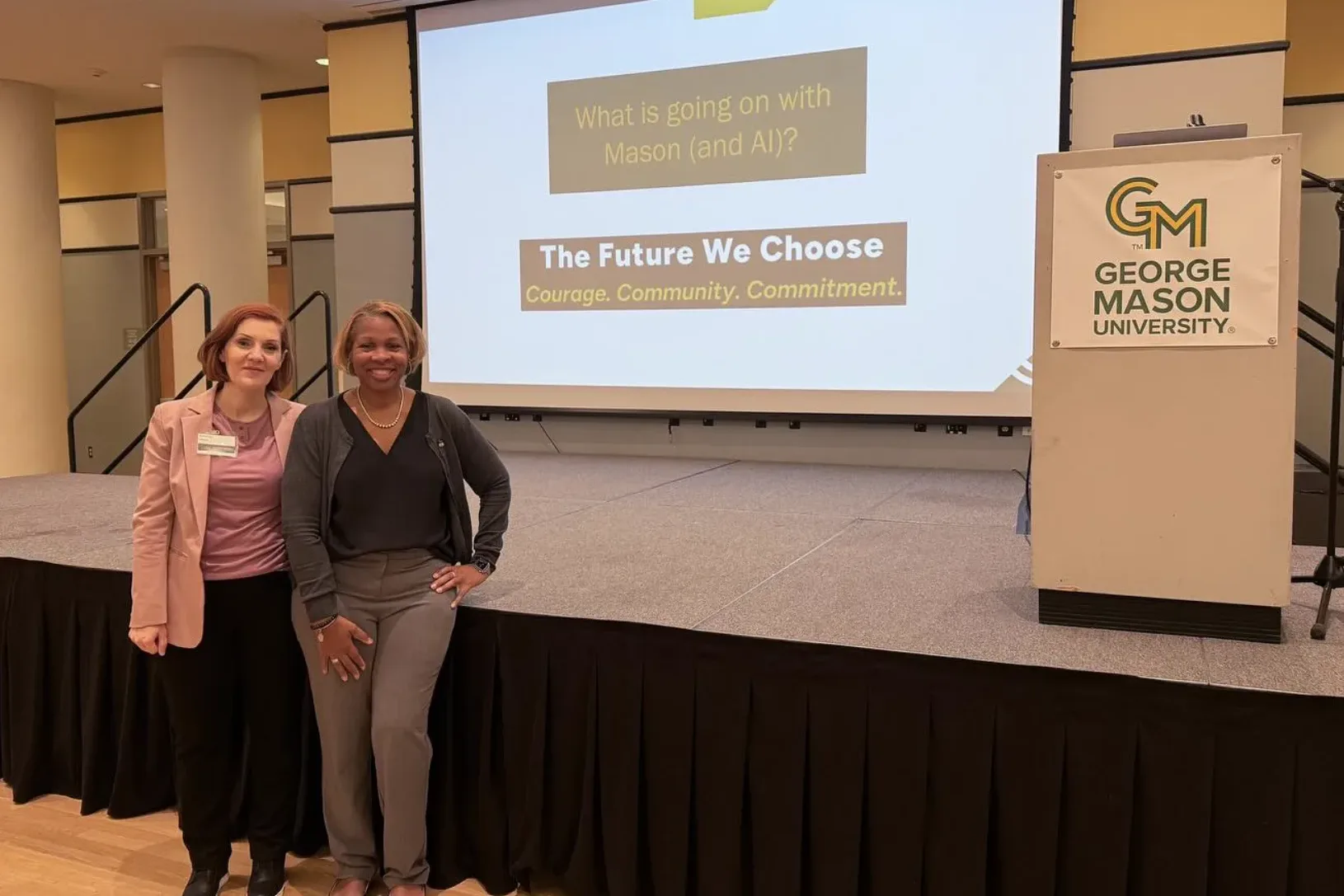 Charmaine Madison and Dr. Amarda Shehu cp-presented a session introducing PatriotAI and CoPilot as university's latest initiative in advancing responsible AI innovation in the classroom.