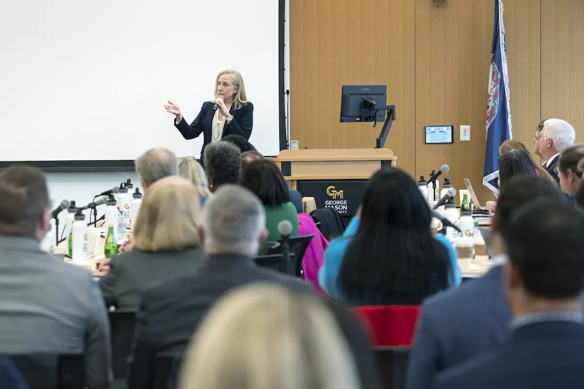 Governor-Elect Abigail Spanberger greets the House Appropriations Committee at George Mason University, Science and Technology Campus