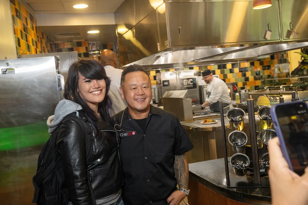 Chef Jet Tila hosts cooking demonstrations and meet and greets with students on the Fairfax Campus hosted by Mason Dining.