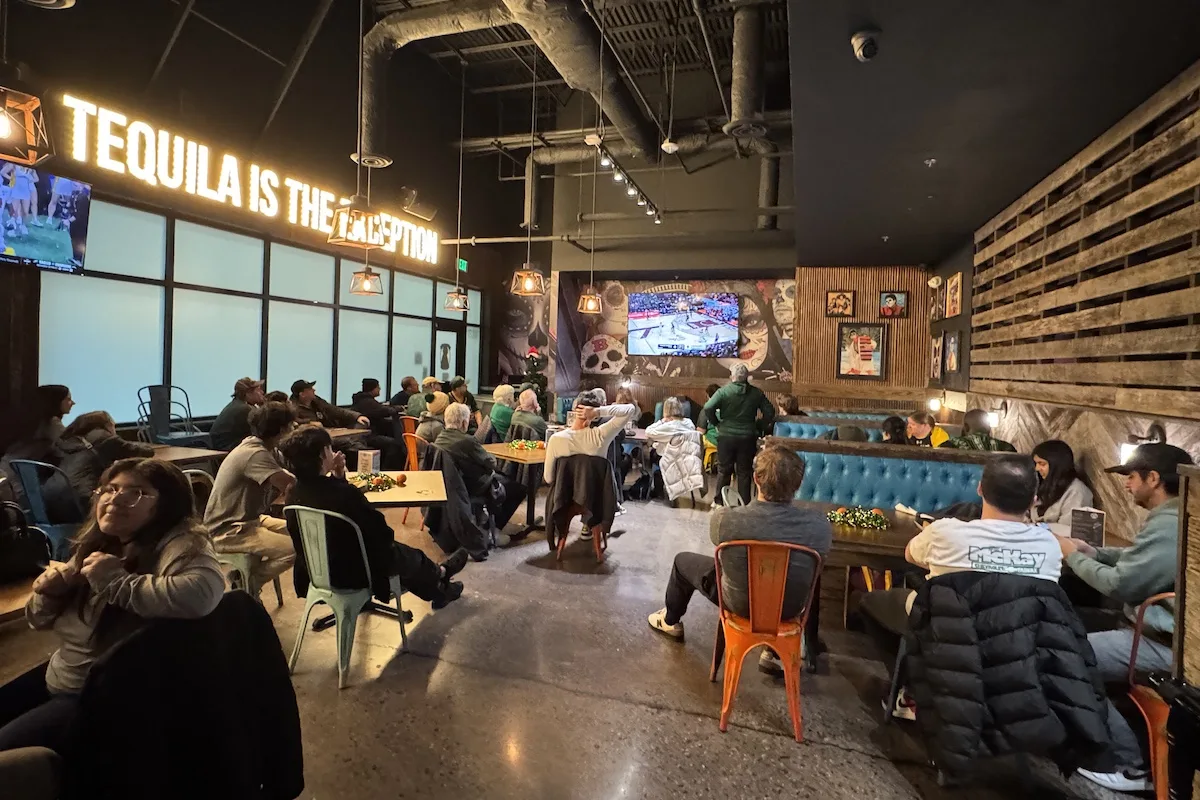 More than 100 George Mason students, alumni, employees, and fans attended the Watch Party.