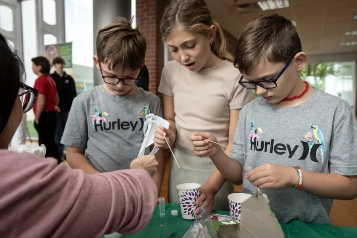 Institute for Biohealth Innovation faculty and staff meet students of all ages, families, researchers, and the general public to demonstrate and discuss research on nanotechnology day on the Science and Technology Campus.